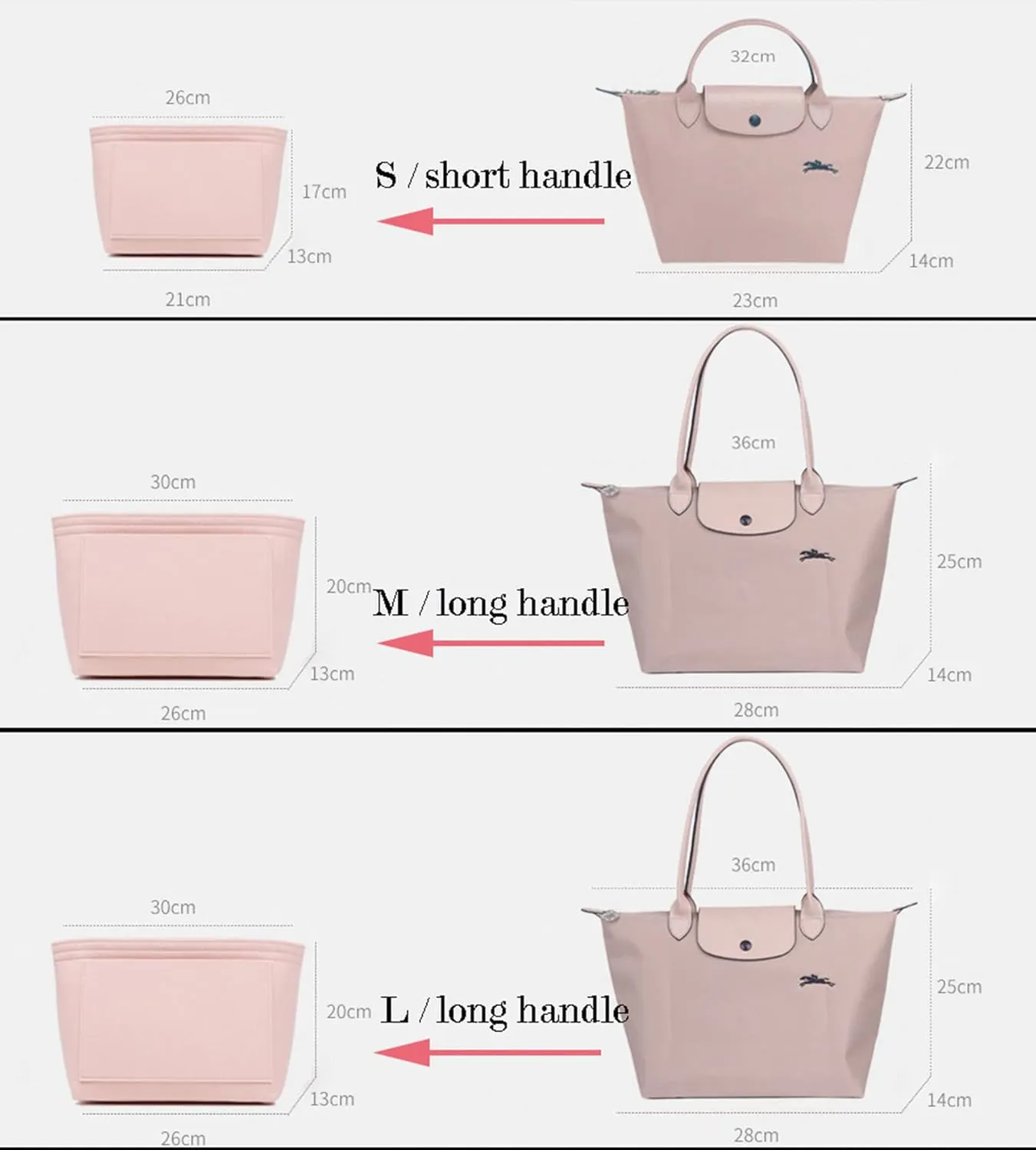 Lckaey Felt Organizer-for le pliage organizer insert Y012-pink-S