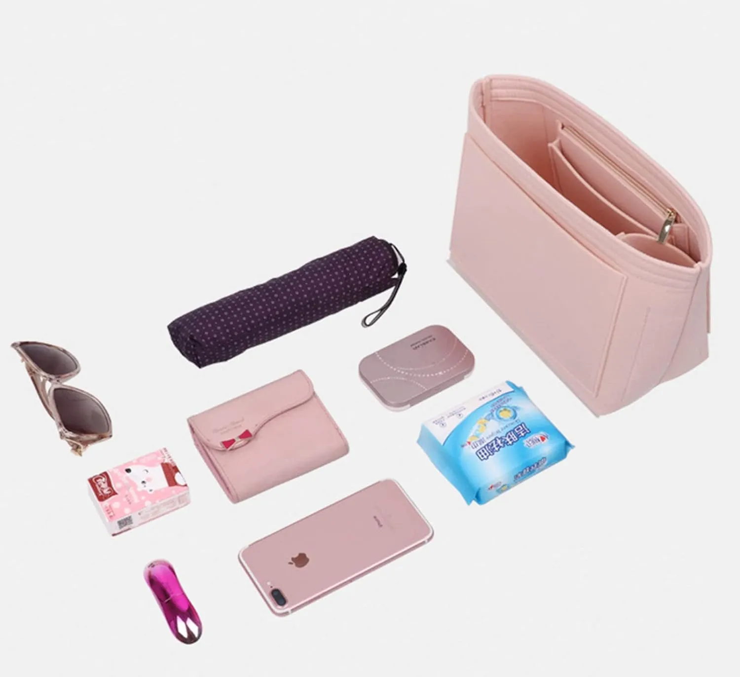 Lckaey Felt Organizer-for le pliage organizer insert Y012-pink-S