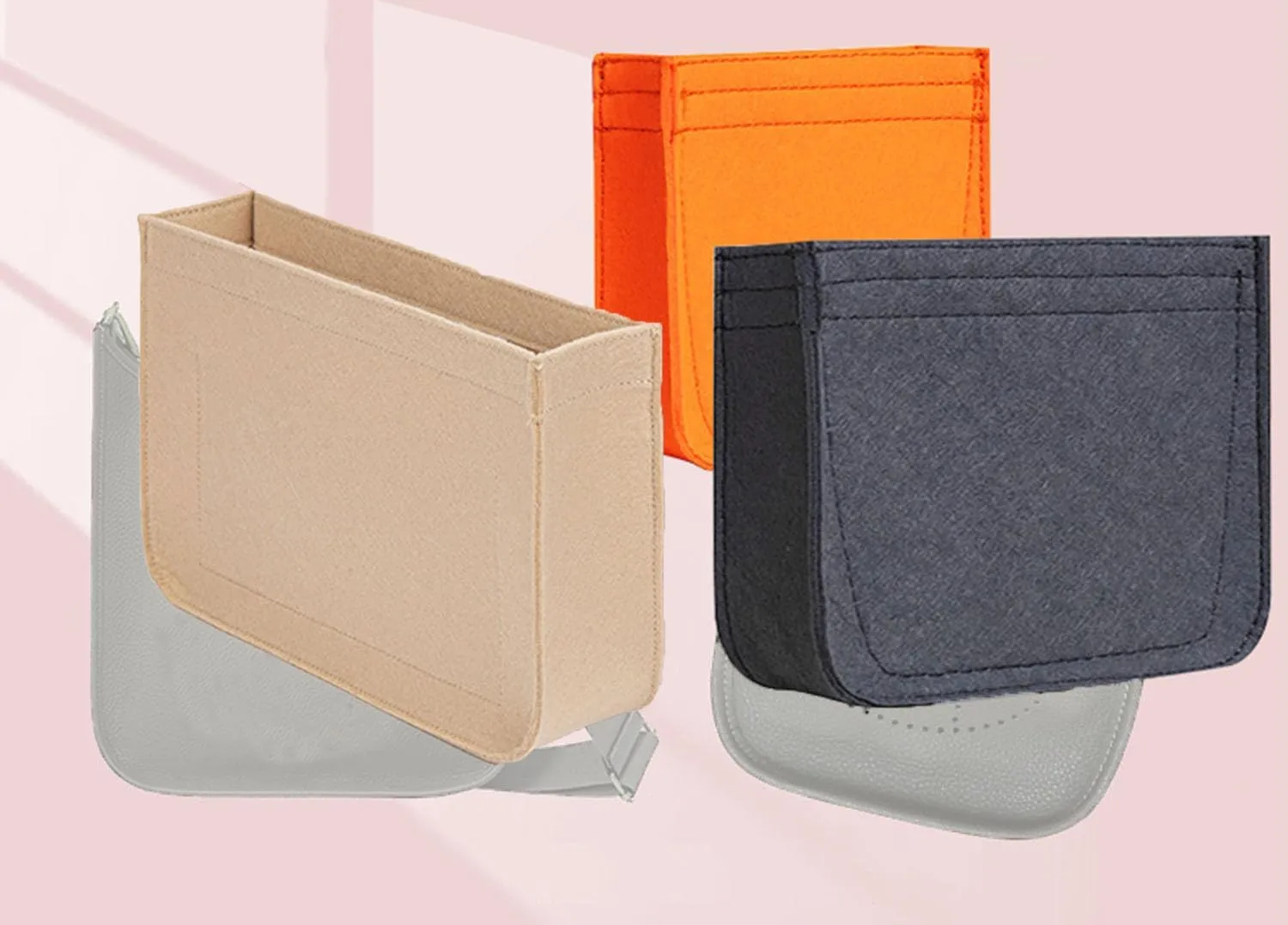 Lckaey Felt Organizer- for TPM Bag Evelyne 16 Bags Insert- Handbag insert Purse-1003Grey-S
