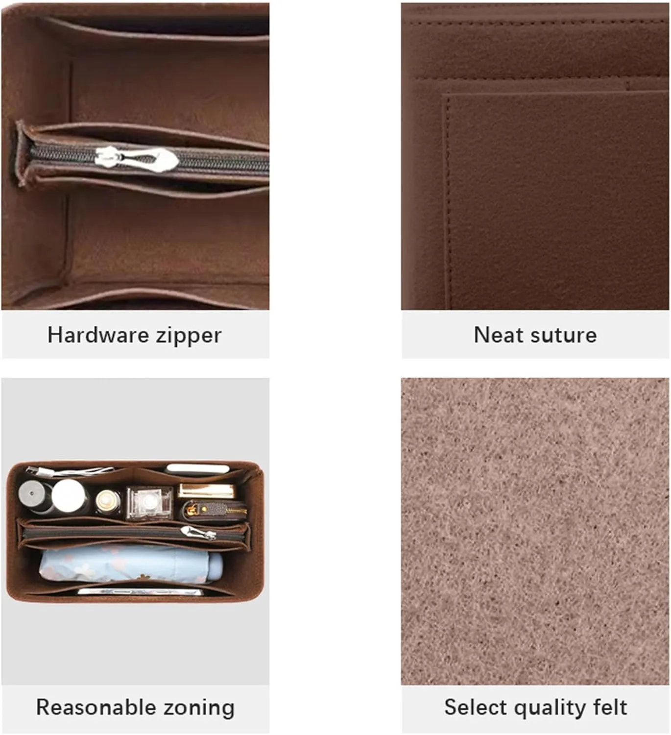 Lckaey handbag organizer for speedy 25 organizer insert Tote Bag and hand bag organizer insert Y095Coffee-M