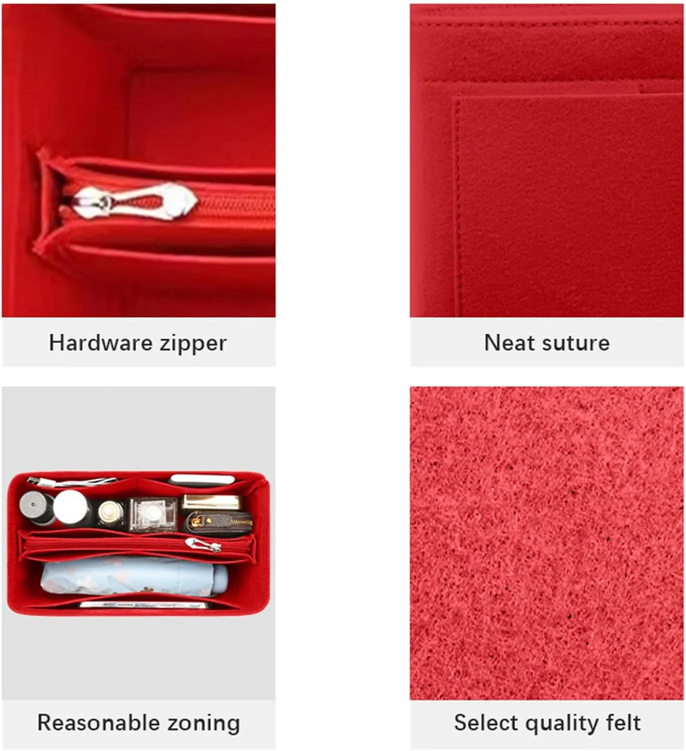 Lckaey handbag organizer for speedy 25 organizer insert Tote Bag and hand bag organizer insert Y095crimson-M