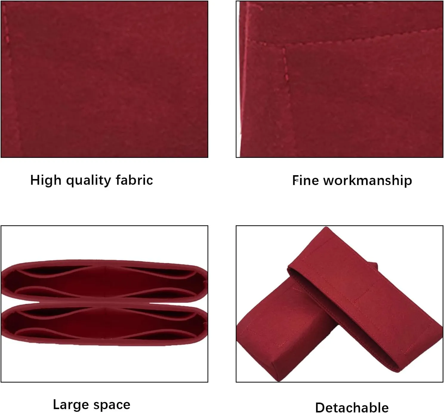 Lckaey Organizer Insert For chanel coco Handbag Felt Organizer bag coco coir insert Y080wine red-M