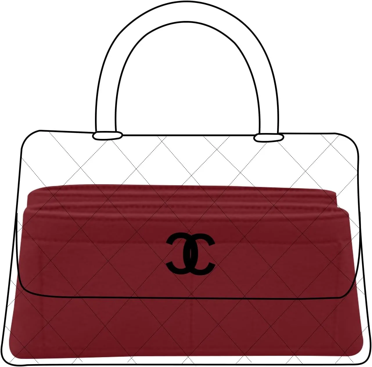 Lckaey Organizer Insert For chanel coco Handbag Felt Organizer bag coco coir insert Y080wine red-M