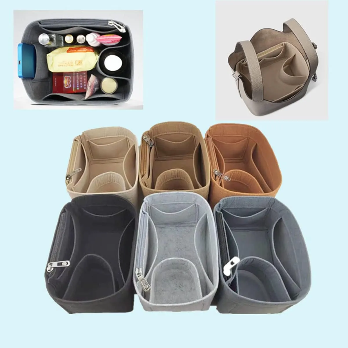 Lckaey picotin 22 organizer Organizer for picotin 18 22 bag insert 1098beige-S