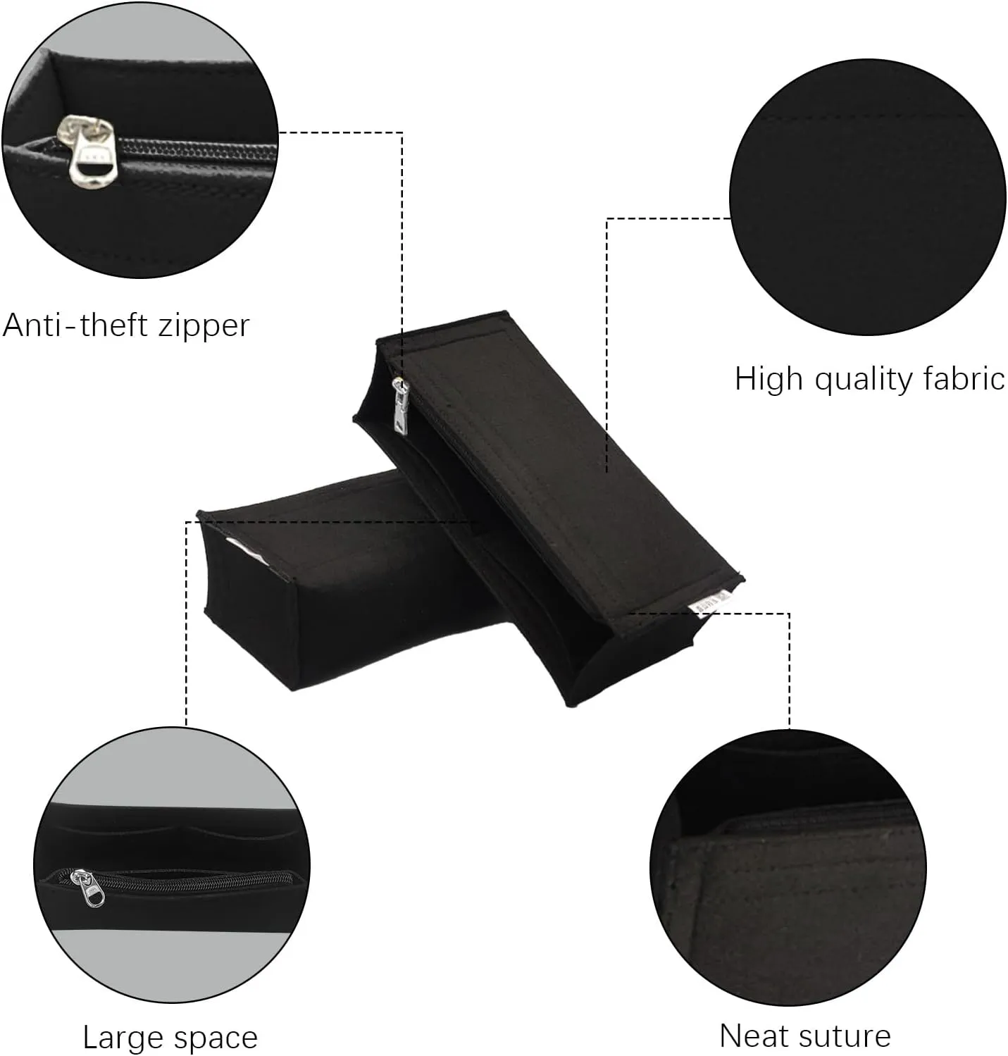 Lckaey Purse insert bag insert organizer for chanel medium leboy Y094black-M