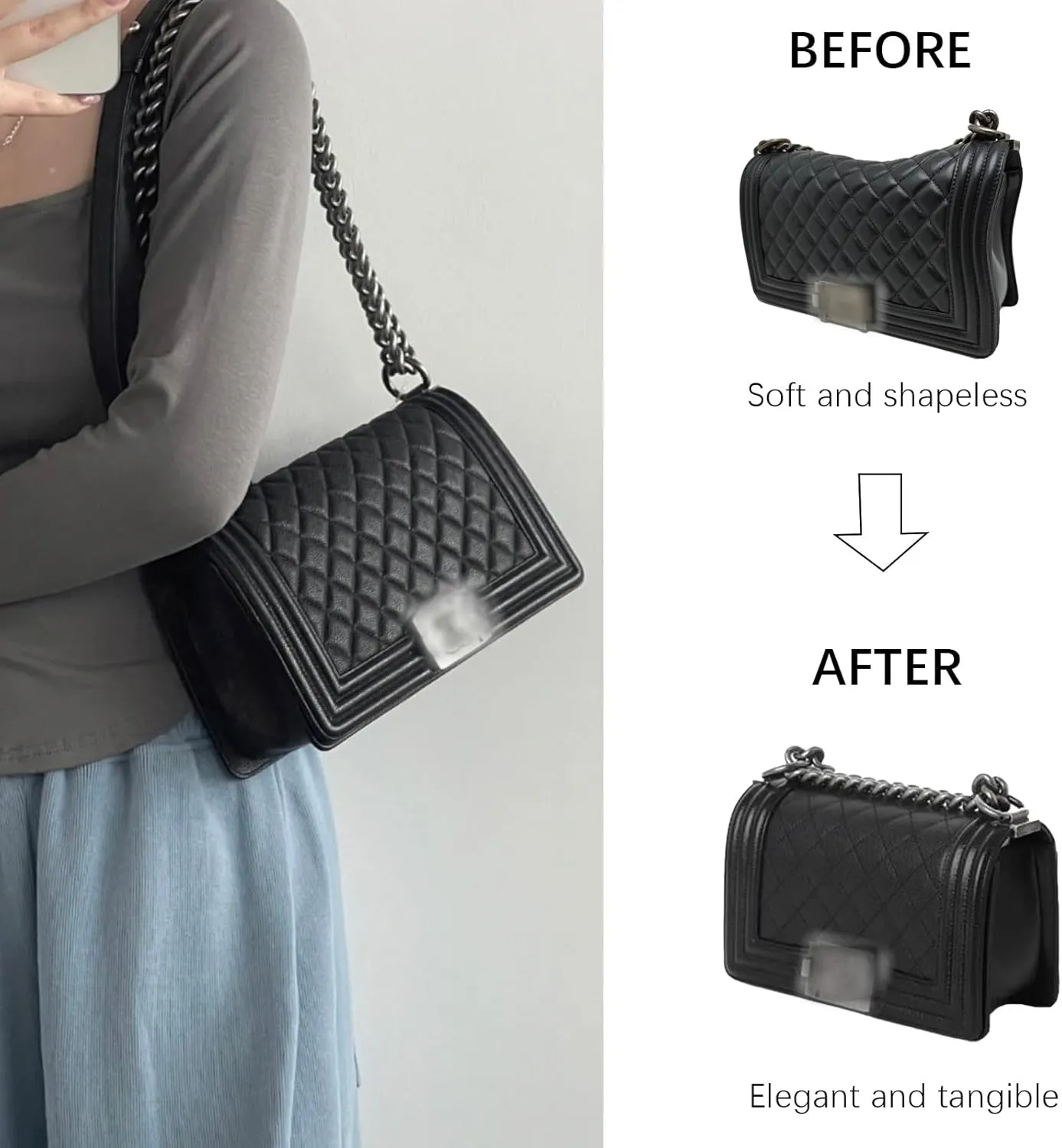Lckaey Purse insert bag insert organizer for chanel medium leboy Y094black-M