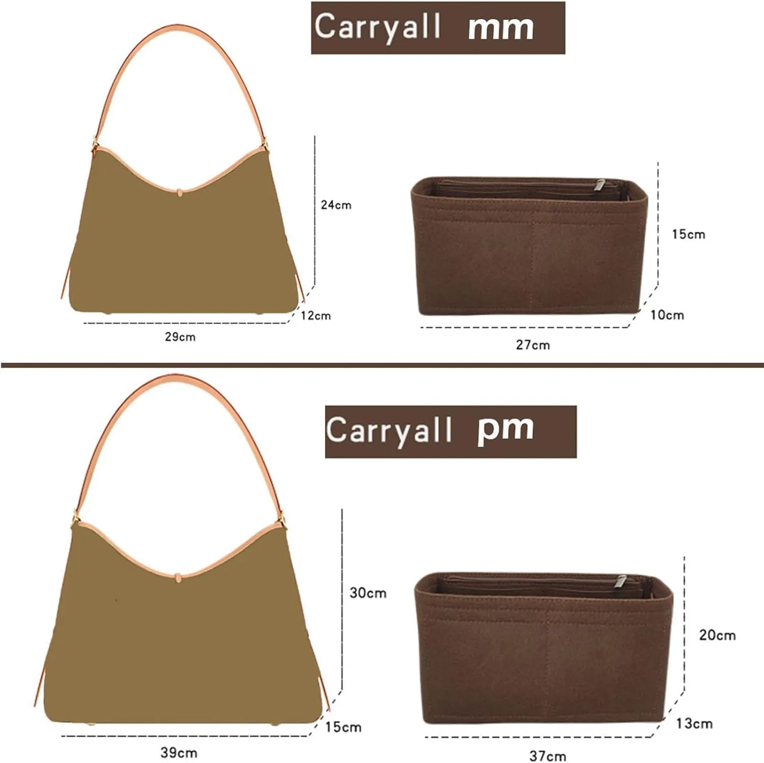 Lckaey Purse Insert for carryall organizer for purse bags women lcarryall tote golf cart parts bag on wheels travel