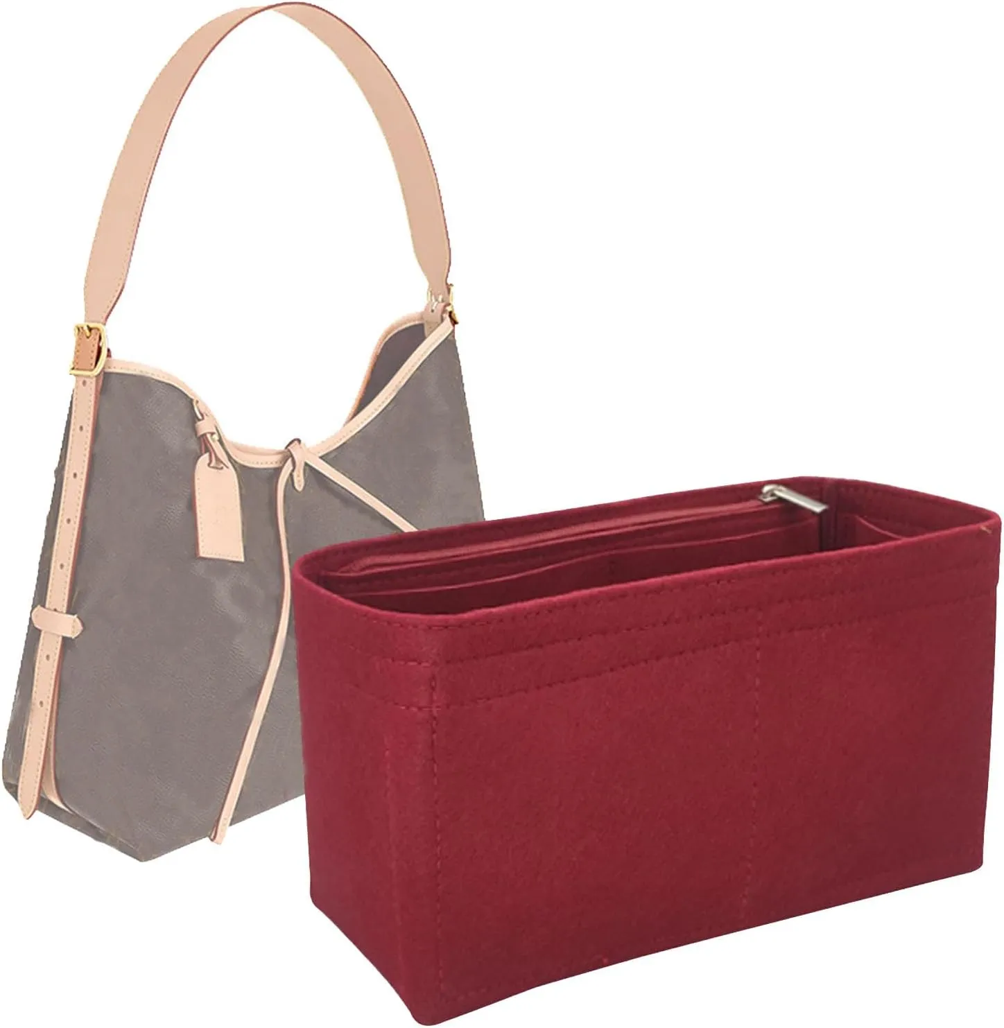 Lckaey Purse Insert for carryall organizer for purse bags women lcarryall tote golf cart parts bag on wheels travel