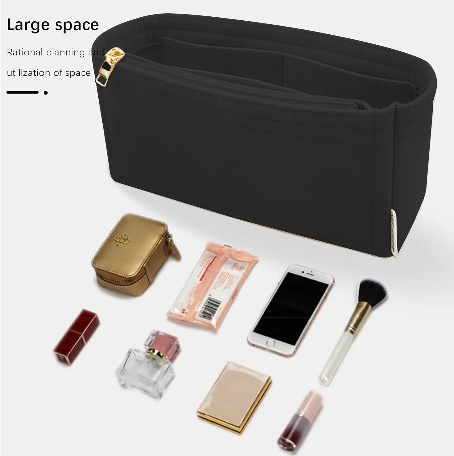 Lckaey Purse insert For gucci soho disco bag organizer disco bed organizer Felt insert Y087-black