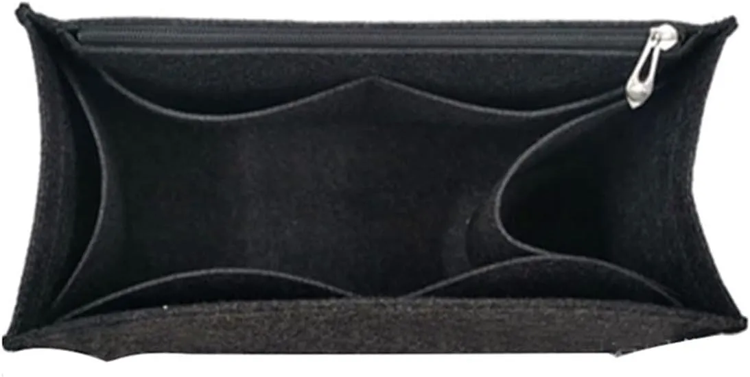 Lckaey Purse Insert For ONTHEGO PM MM GM Wallet Tote - Felt Organizer - With Zipper Pocket 1081black-M