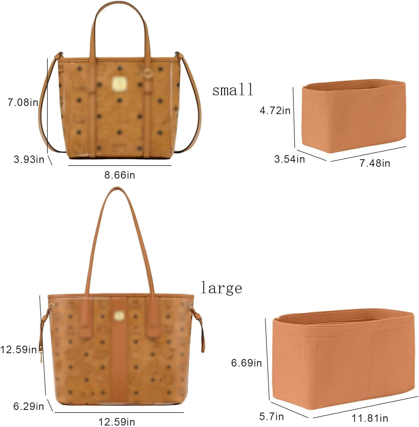 Lckaey purse insert for tote bag medium organizer tote organizer 3020Camel-L