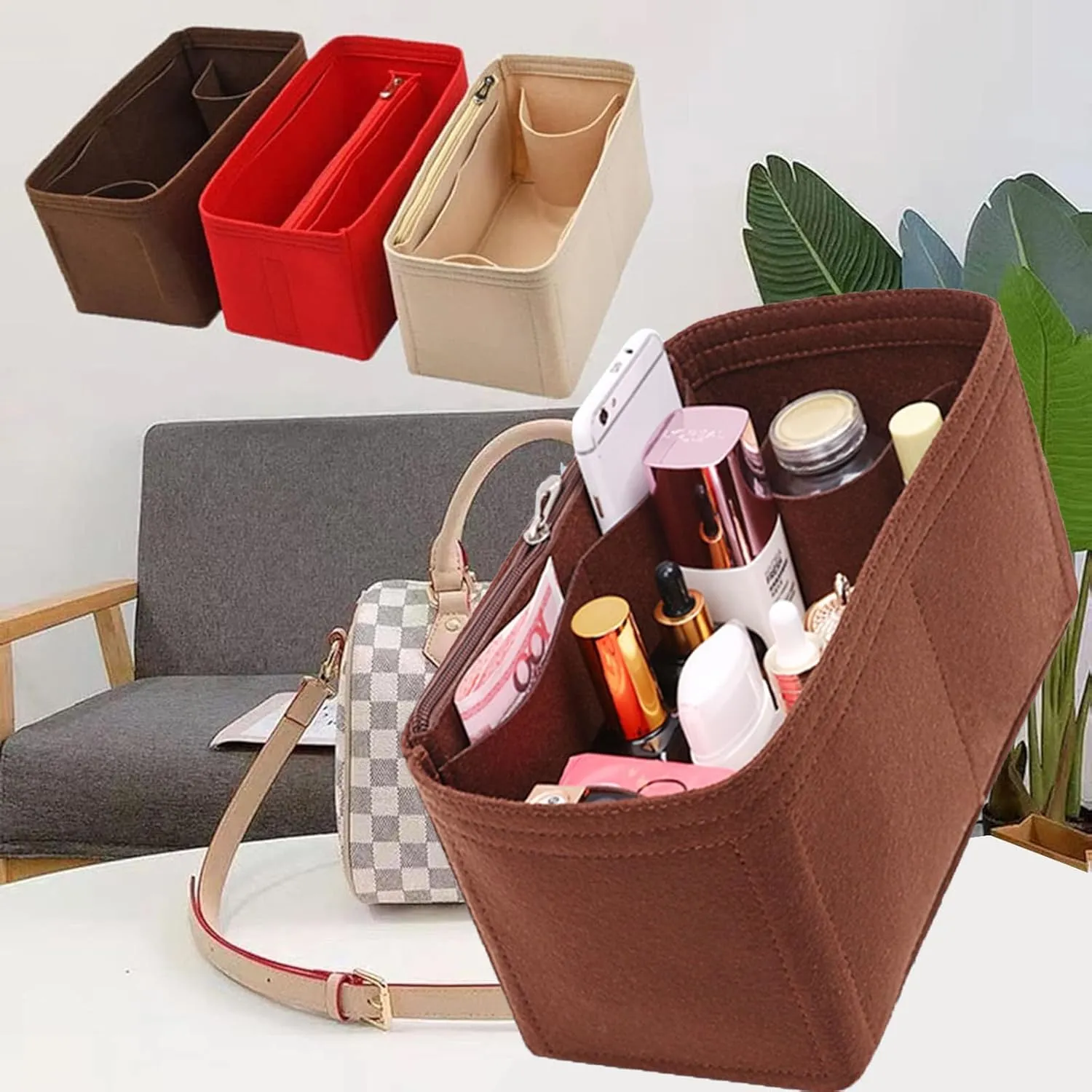 Lckaey Purse Inserts for Speedy 35 Organizer Insert, for monogram bag, HandBag protective insert Tote Bag and hand bag protector, organizer insert 1083black-XL