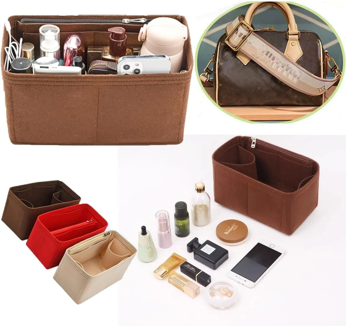 Lckaey Purse Inserts for Speedy 35 Organizer Insert, for monogram bag, HandBag protective insert Tote Bag and hand bag protector, organizer insert 1083black-XL