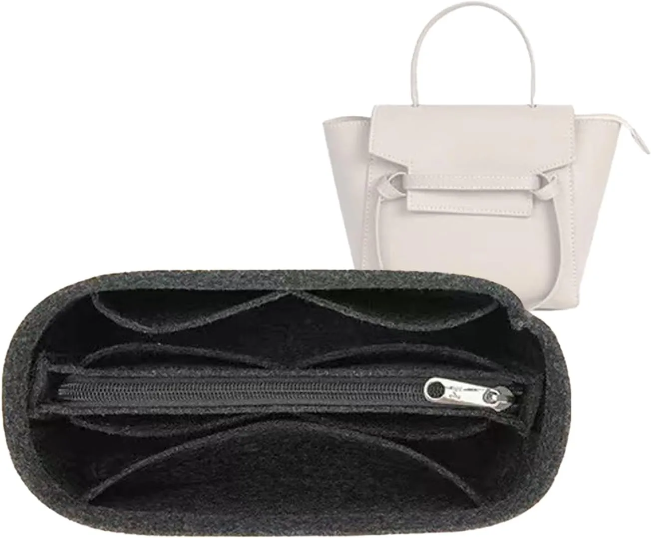 Lckaey Purse Organizer for celine nano belt bag organizer bag insert felt bag organizer 3021Black-L