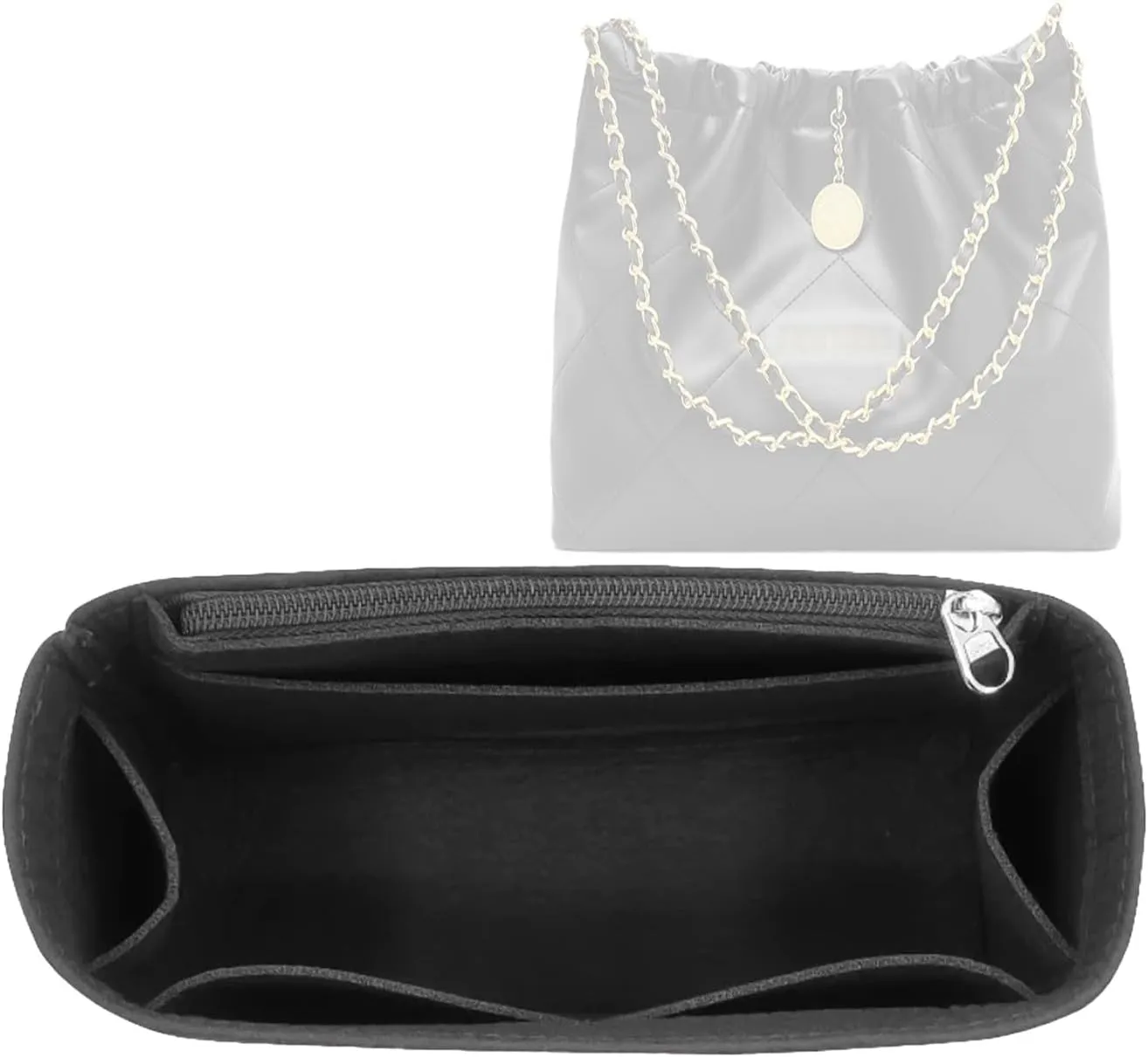Lckaey Purse Organizer for Chanel 22 Handbag, Single Shoulder Felt Insert Y081black-S