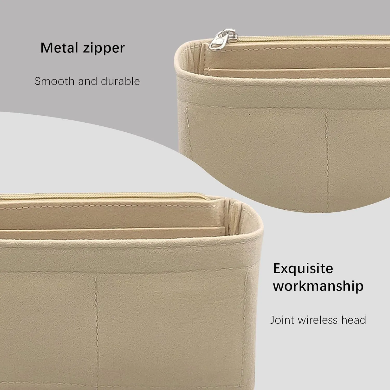 Lckaey Purse Organizer For Chanel 22 Handbag Single Shoulder Felt Organizer Insert Y081 Khaki-Mini