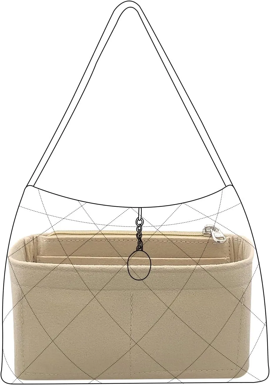Lckaey Purse Organizer For Chanel 22 Handbag Single Shoulder Felt Organizer Insert Y081 Khaki-Mini