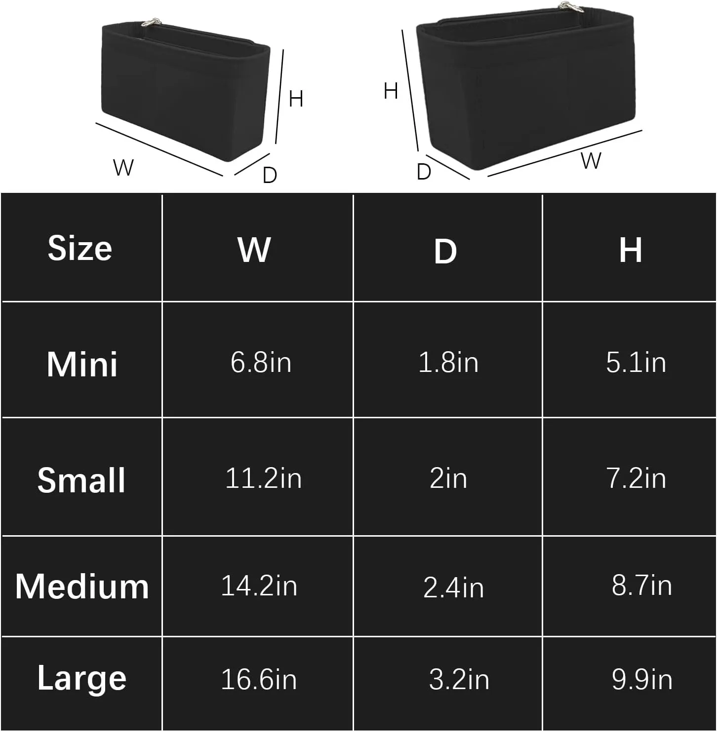 Lckaey Purse Organizer For Chanel 22 Handbag - Single Shoulder Felt Organizer Insert Y081(Black-Mini)