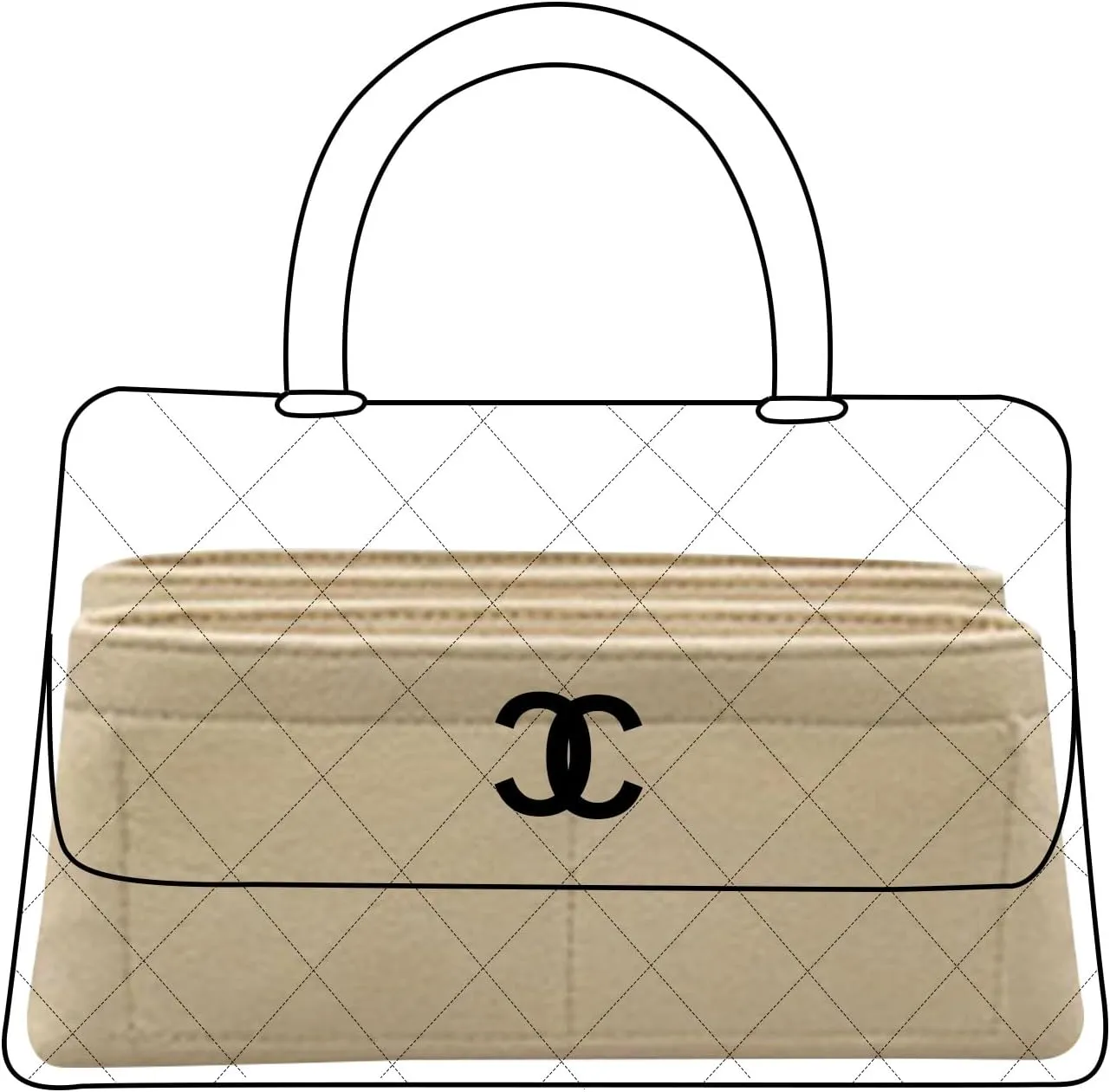Lckaey Purse Organizer for chanel coco handle organizer medium Handbag Felt Organizer Insert Y080Khaki-M