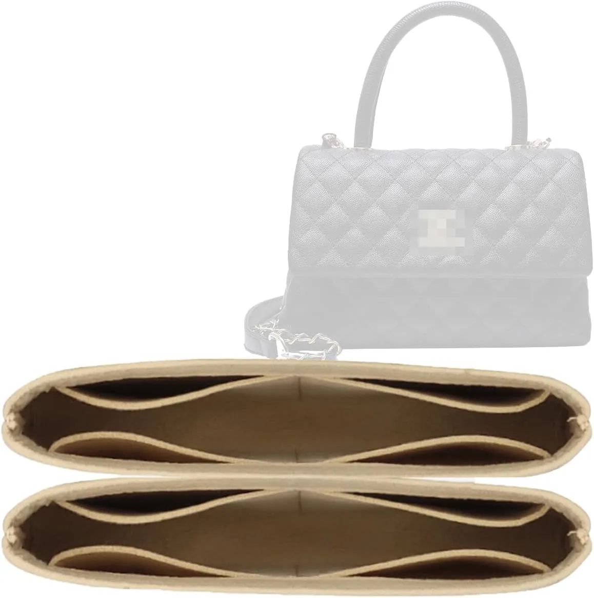 Lckaey Purse Organizer for chanel coco handle organizer medium Handbag Felt Organizer Insert Y080Khaki-M