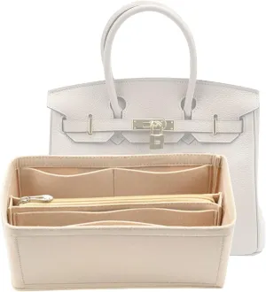 Lckaey Purse Organizer for Hermes birkin bag 25 Felt organizer insert Y013M Pull beige-S