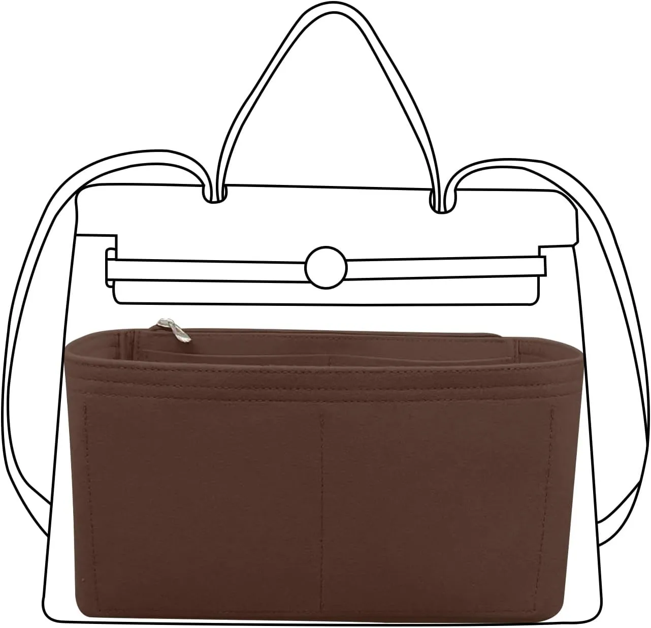 Lckaey Purse Organizer for Hermes Herbag 31 Insert Bag - Women's Felt Organizer Y093coffee-26.5