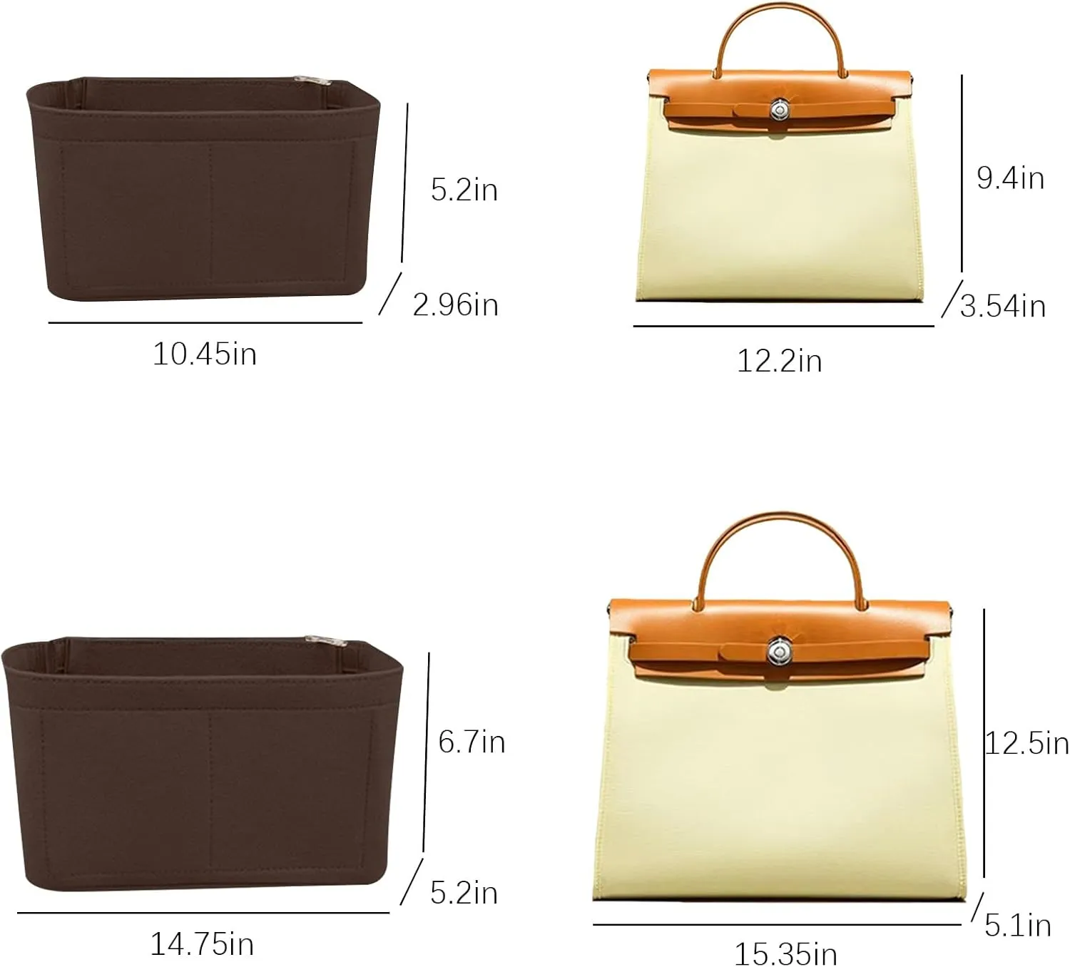 Lckaey Purse Organizer for Hermes Herbag 31 Insert Bag - Women's Felt Organizer Y093coffee-26.5
