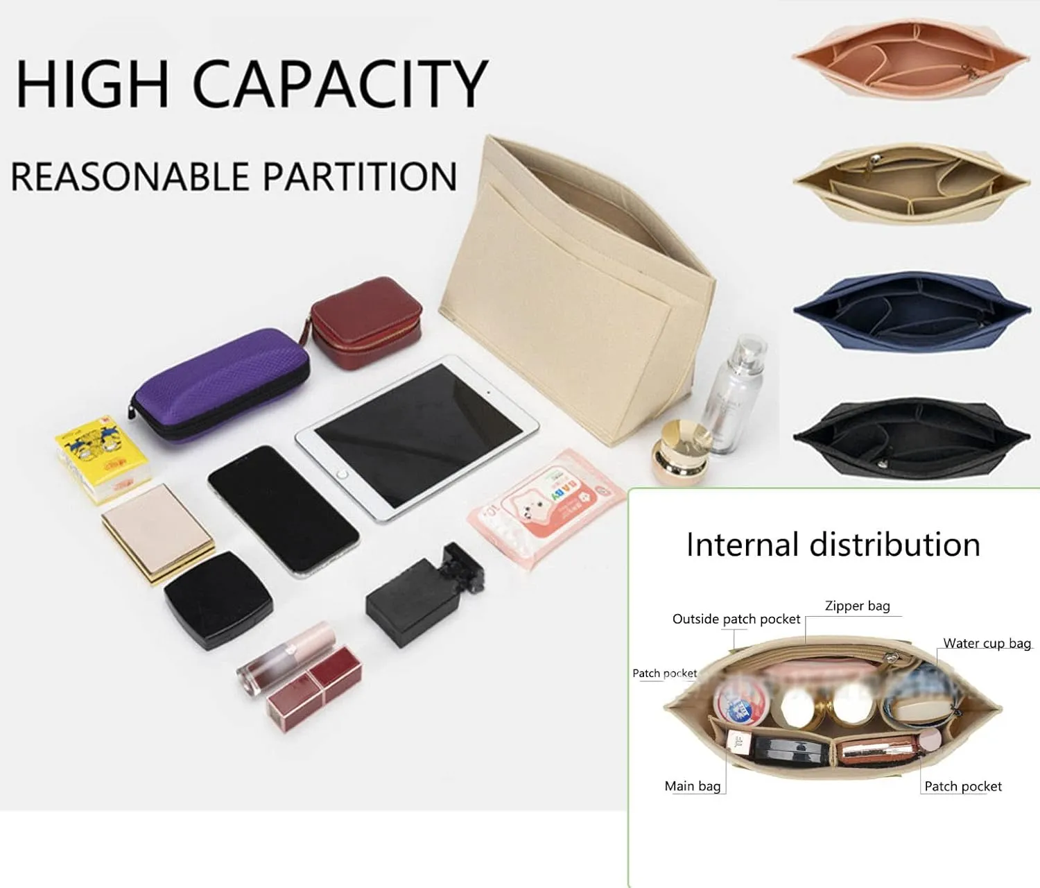 Lckaey Purse Organizer for le pliage bags mini organizer insert Y012-navyblue-S