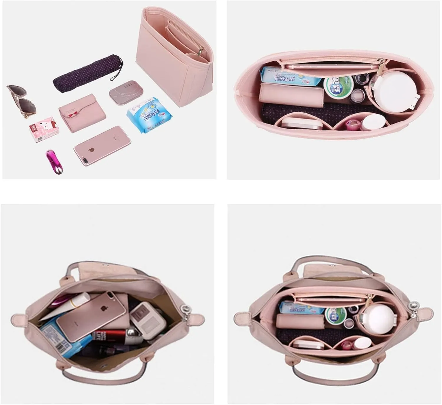 Lckaey Purse Organizer for purse organizer insert for le pliage Y012-pink-M