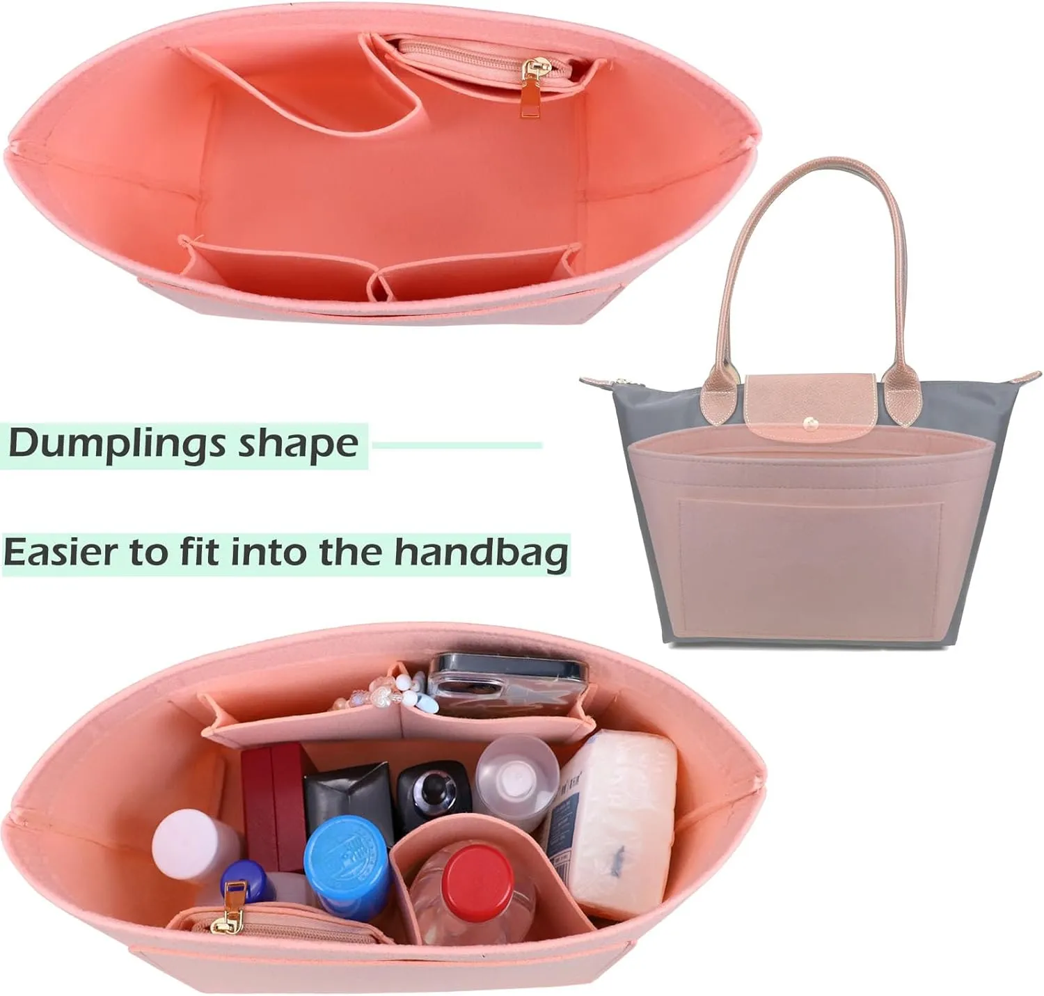 Lckaey Purse Organizer Insert for bags for women(Large) Handbags Organizer1012pink-L