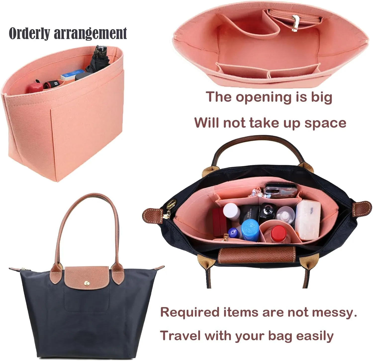 Lckaey Purse Organizer Insert for bags for women(Large) Handbags Organizer1012pink-L