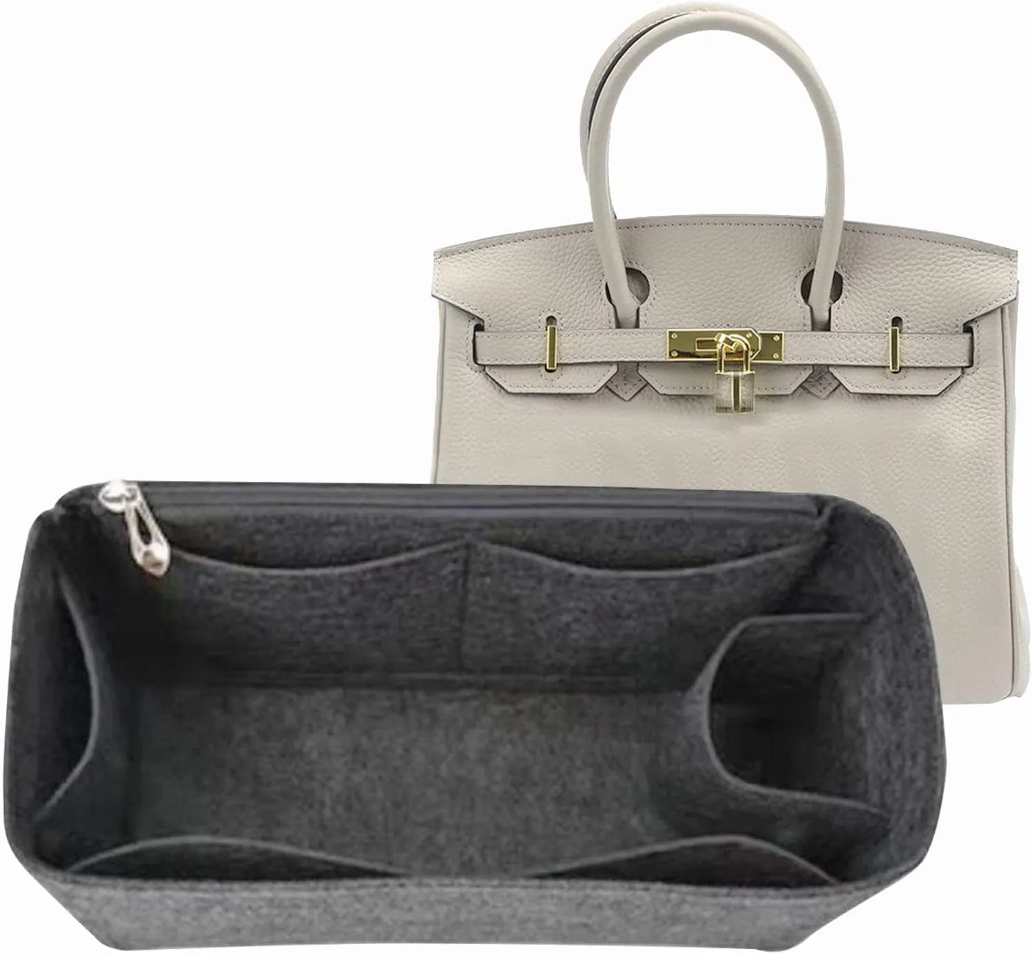 Lckaey Purse Organizer insert for birkin insert 35 bag organizer1099grey-L