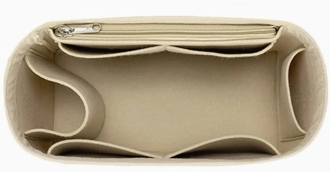 Lckaey Purse Organizer Insert for Chanel 19 Small bag with Side Zipper Pocket Handbag Chanel Maxi Flip bag Organizer Y002beige-L
