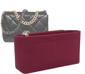 Lckaey Purse Organizer Insert for Chanel 19 Small bag with Side Zipper Pocket Handbag Chanel Maxi Flip bag Organizer Y002claret-L