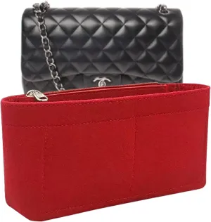 Lckaey Purse Organizer Insert for Classic Flap jumbo bags Shaper Purse Insert - Premium Felt Organizer 2009red-L