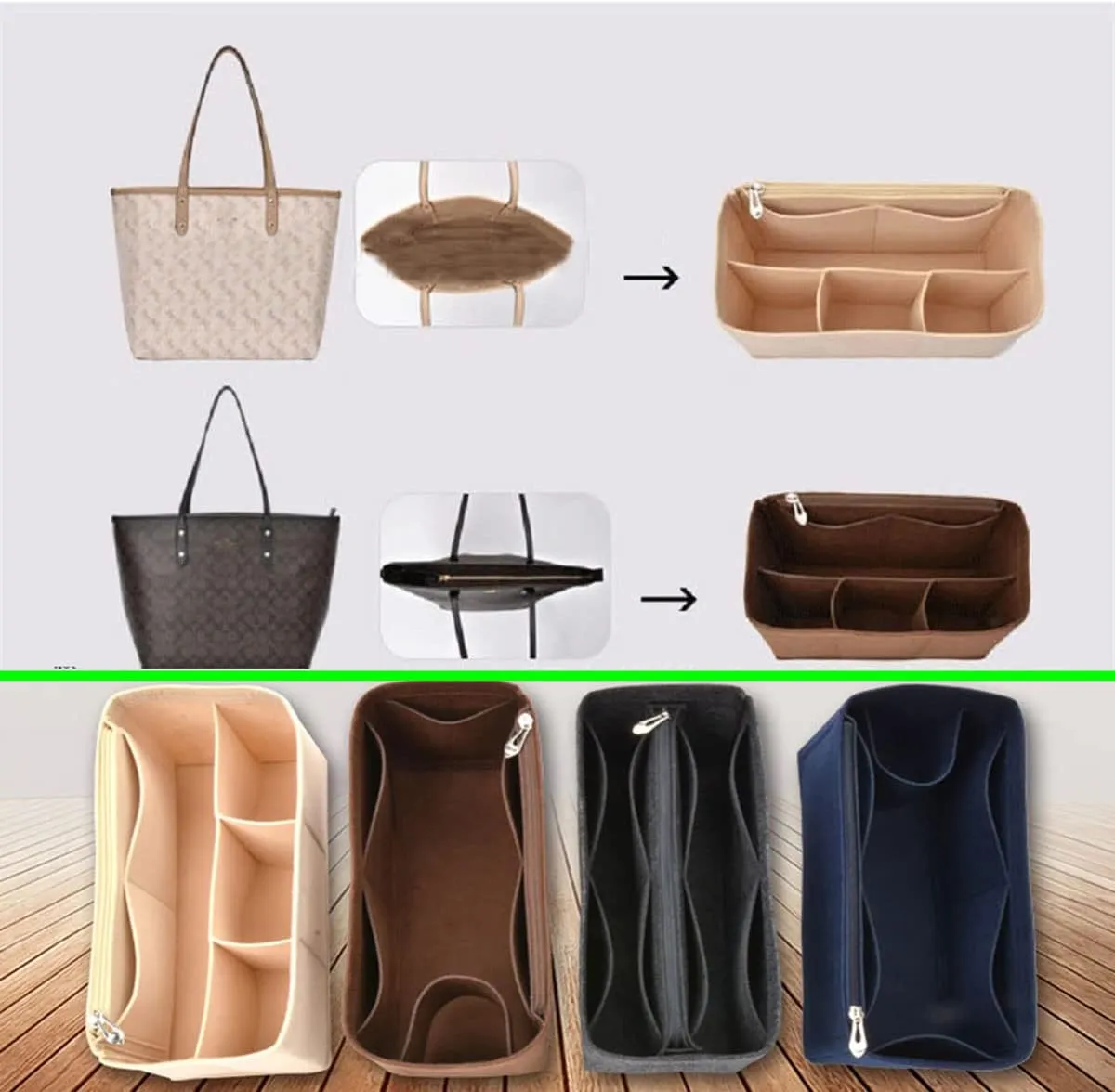 Lckaey Purse Organizer Insert for coach bag insert tote organizer purse small hand large1082brown side pull-S
