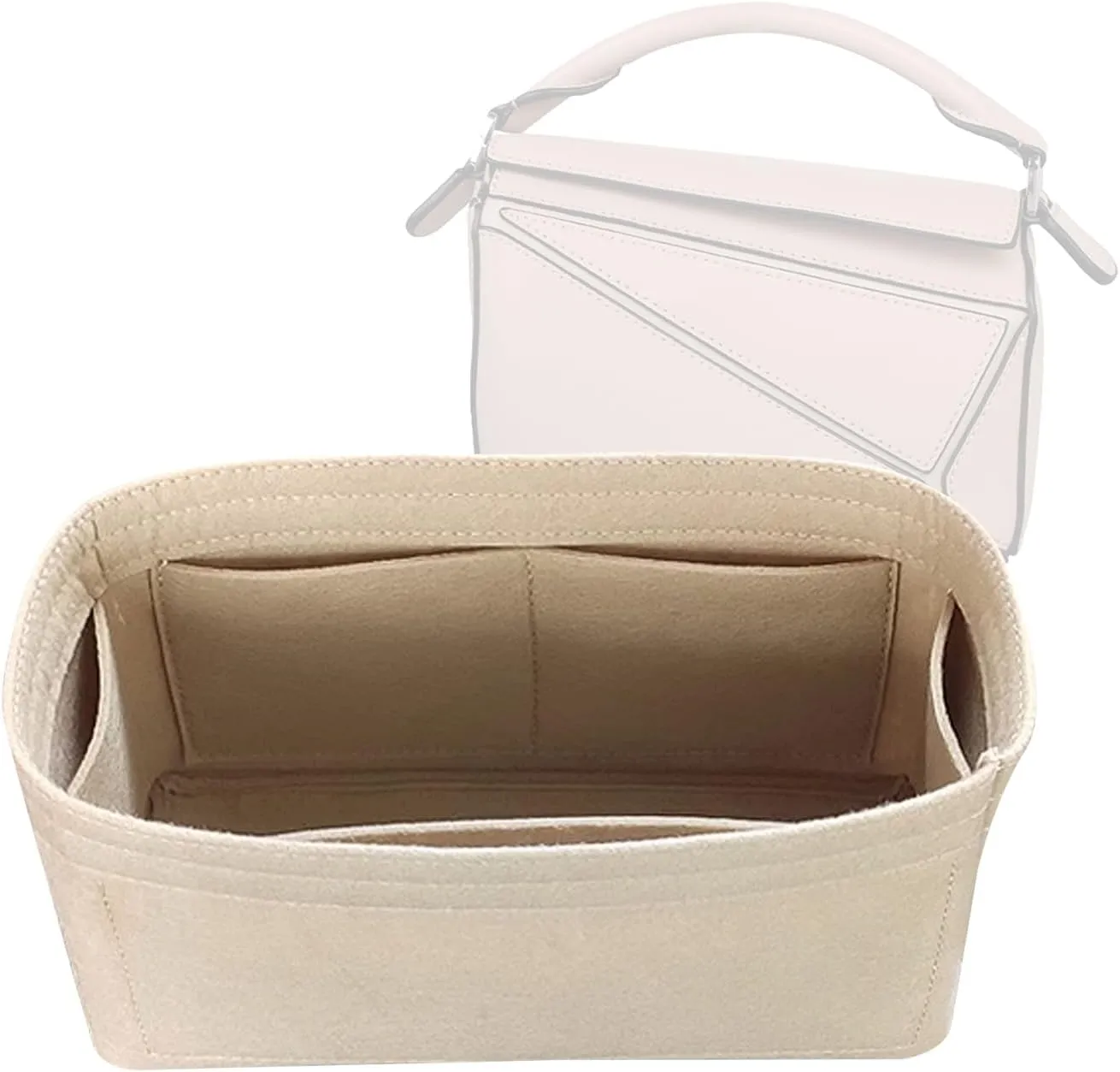 Lckaey Purse Organizer insert for loewe puzzle Handbag bag Felt insert Y091Khaki-M
