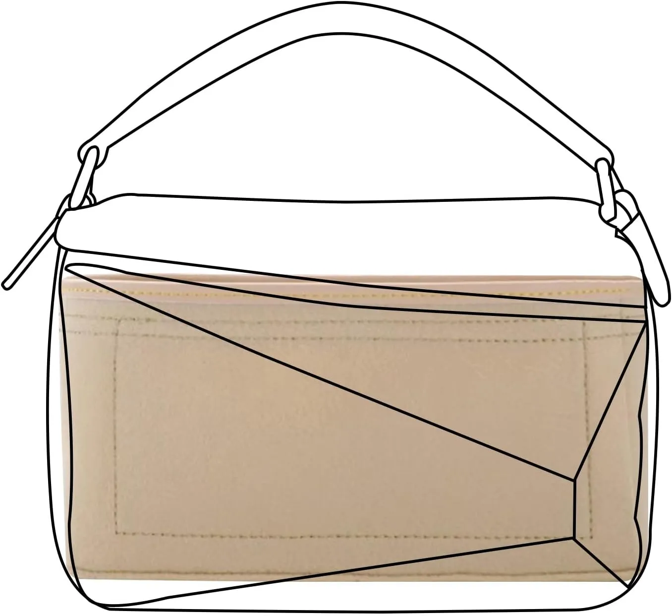 Lckaey Purse Organizer insert for loewe puzzle Handbag bag Felt insert Y091Khaki-M