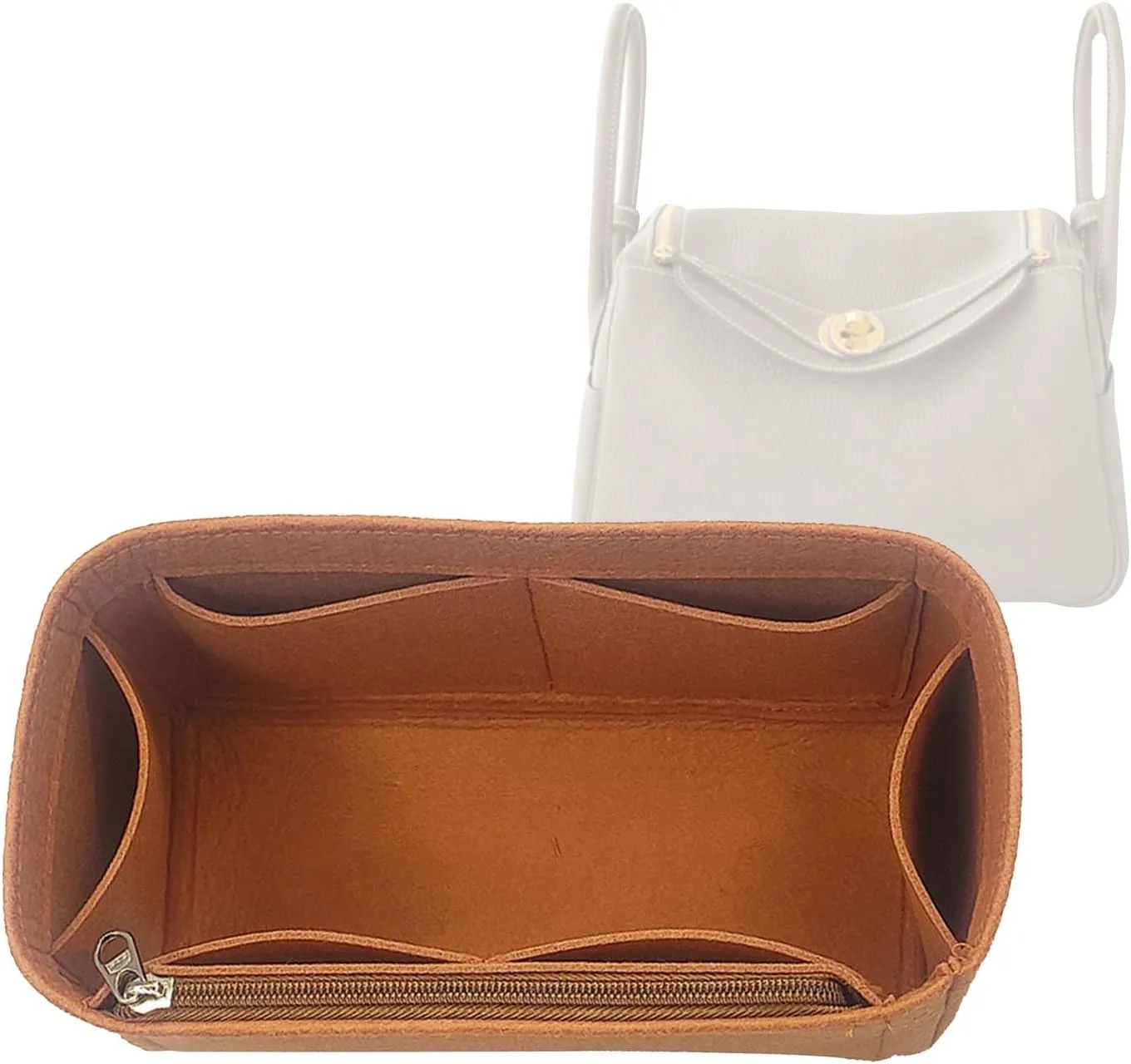 Lckaey Purse Organizer Insert for Tote Bag - Camel - Minimalist, Casual - Female - Felt - Free Standing - 1 Count