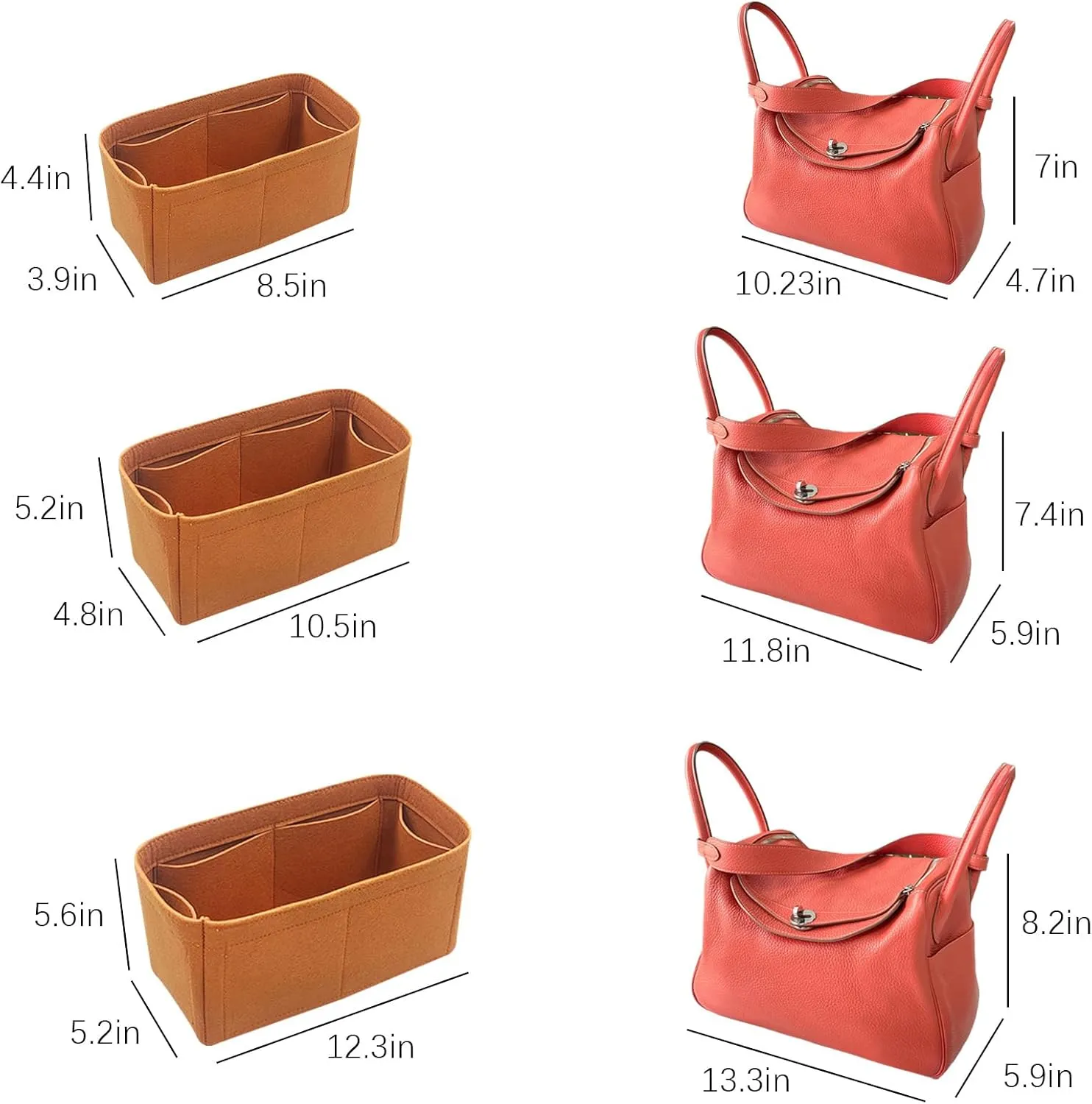 Lckaey Purse Organizer Insert for Tote Bag - Camel - Minimalist, Casual - Female - Felt - Free Standing - 1 Count