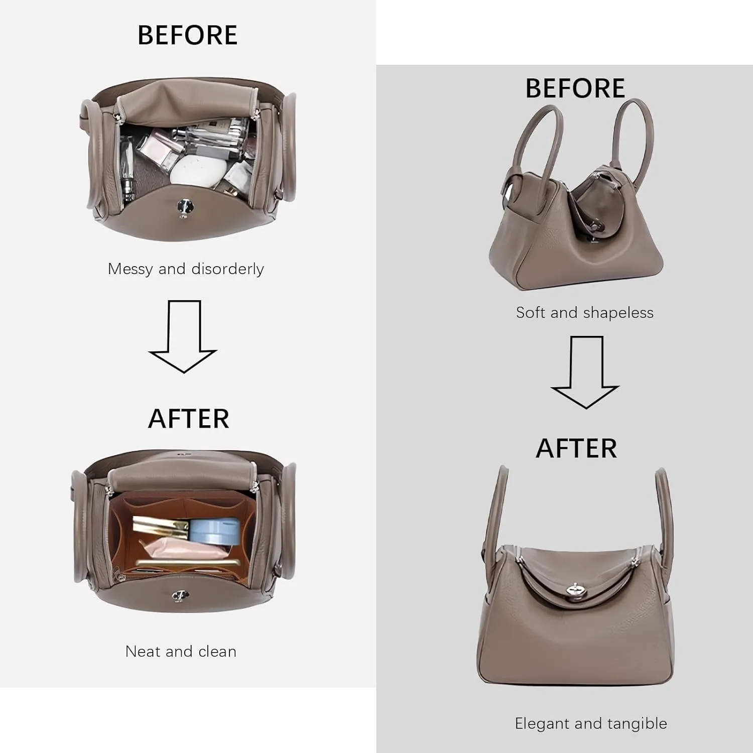Lckaey Purse Organizer Insert for Tote Bag - Camel - Minimalist, Casual - Female - Felt - Free Standing - 1 Count
