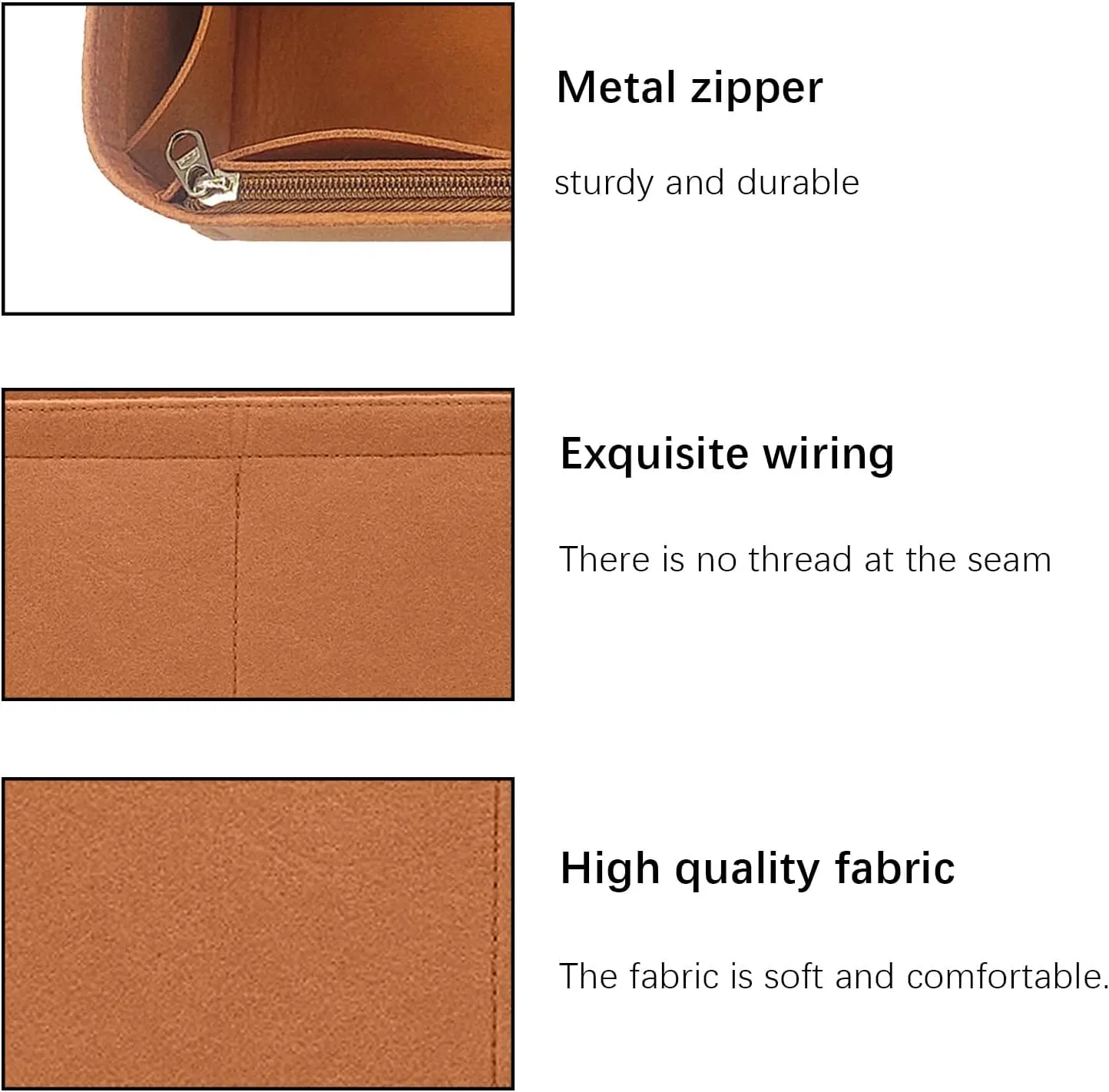 Lckaey Purse Organizer Insert for Tote Bag - Camel - Minimalist, Casual - Female - Felt - Free Standing - 1 Count