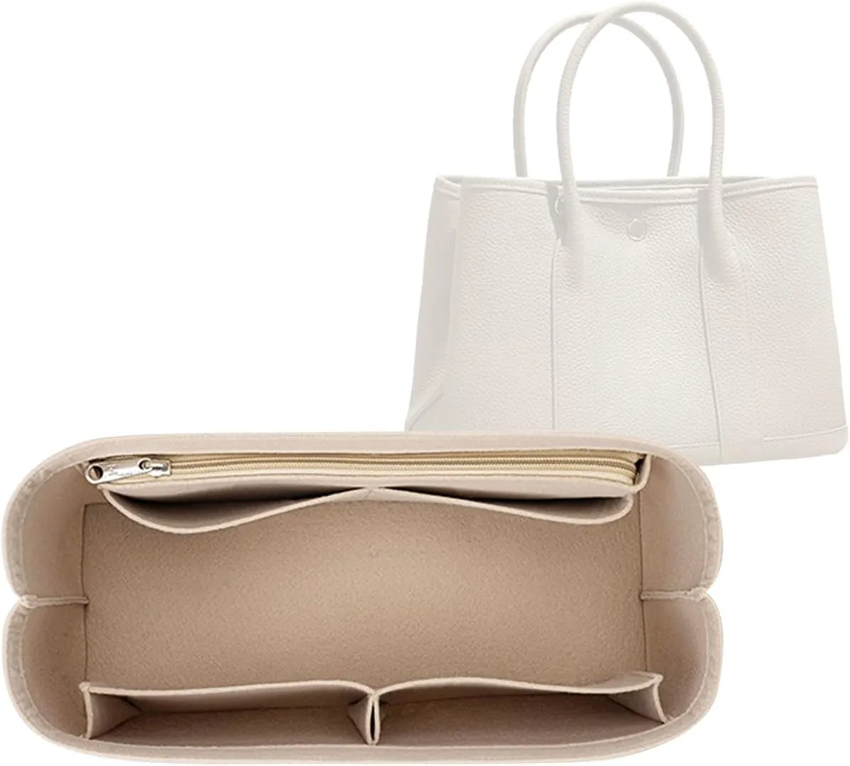 Lckaey Purse Organizer tote bag organizer for hermes garden party 26 Handbag Felt insert Y085Khaki-S