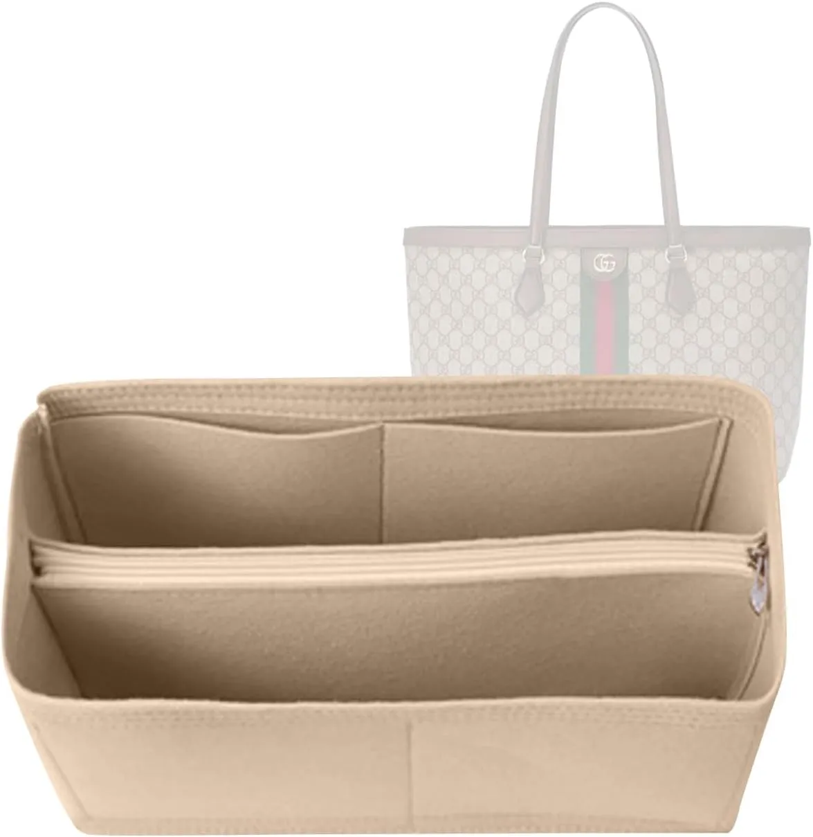 Lckaey tote bag organizer Insert for gucci ophidia Purse women large tote bag insert Y070Khaki-M pull