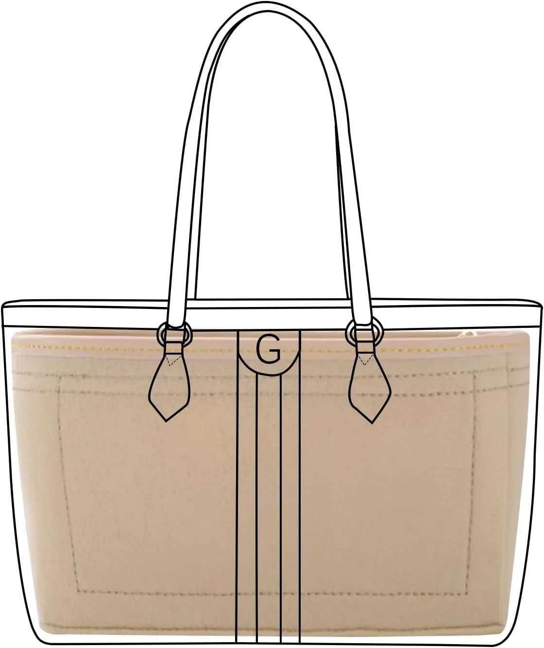 Lckaey tote bag organizer Insert for gucci ophidia Purse women large tote bag insert Y070Khaki-M pull
