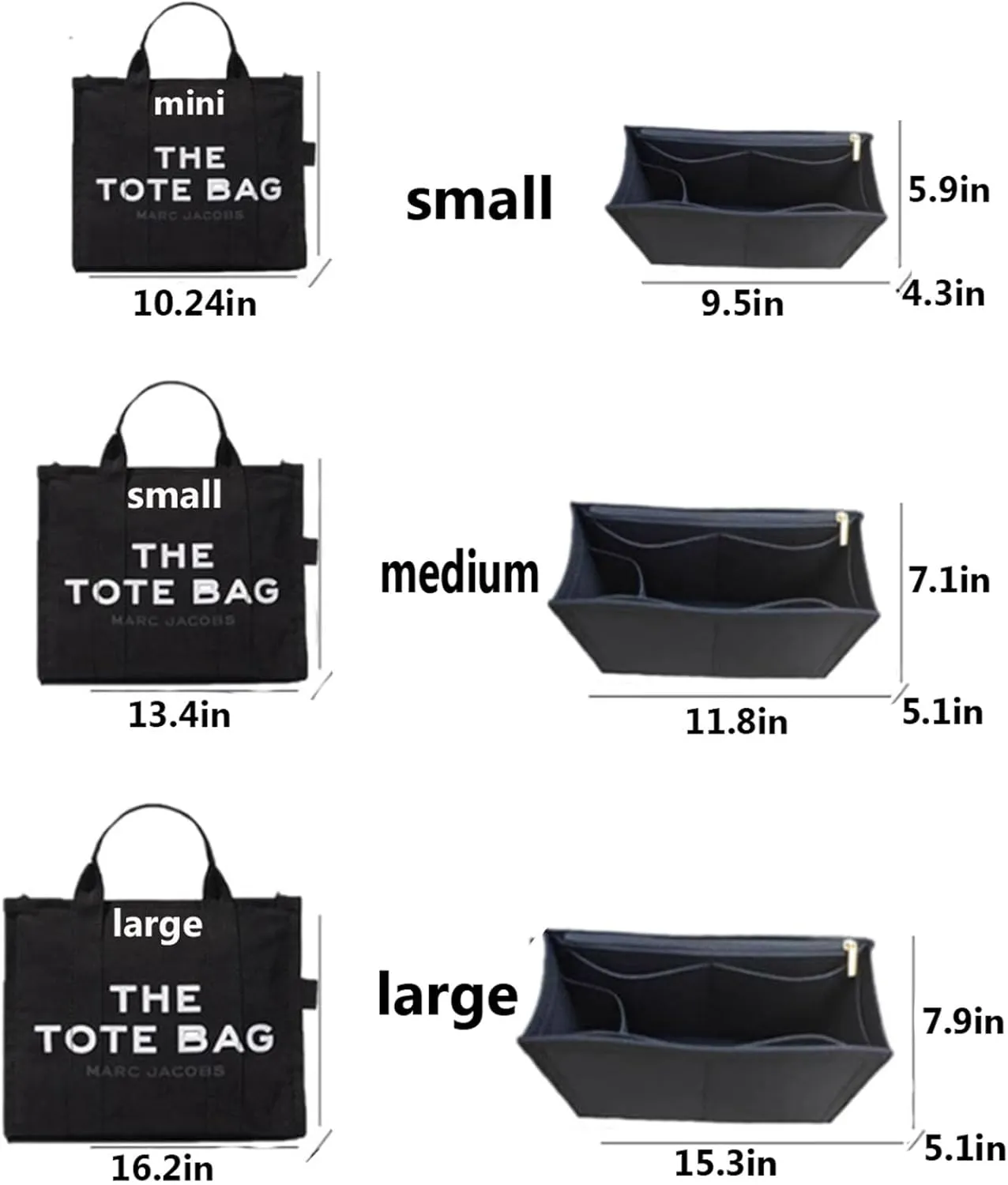 Lckaey tote bag organizer insert for marc jacobs organizer large tote bag organizer 2042beige-M