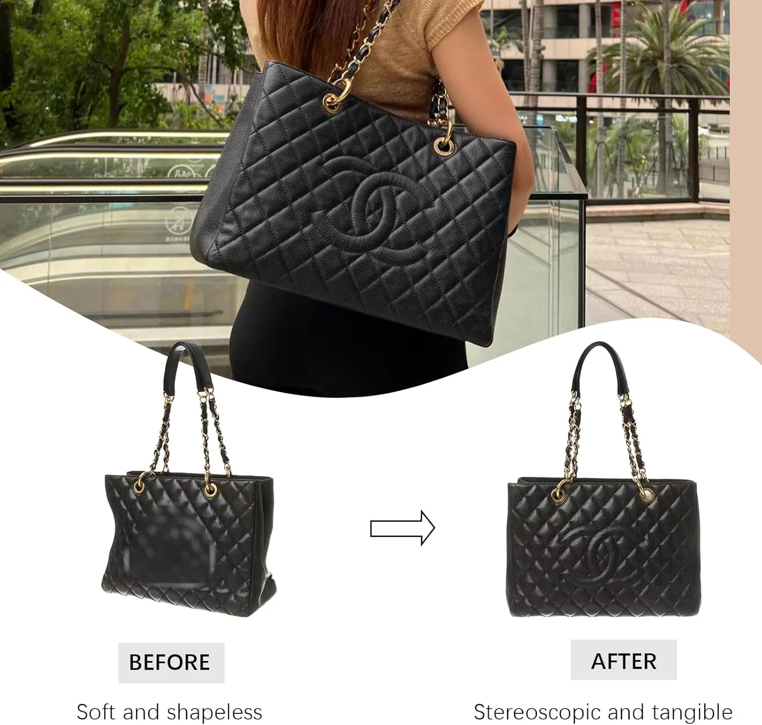 Lckaey tote bag organizer Purse Insert for CHANEL GST liner bag women large tote bag insert