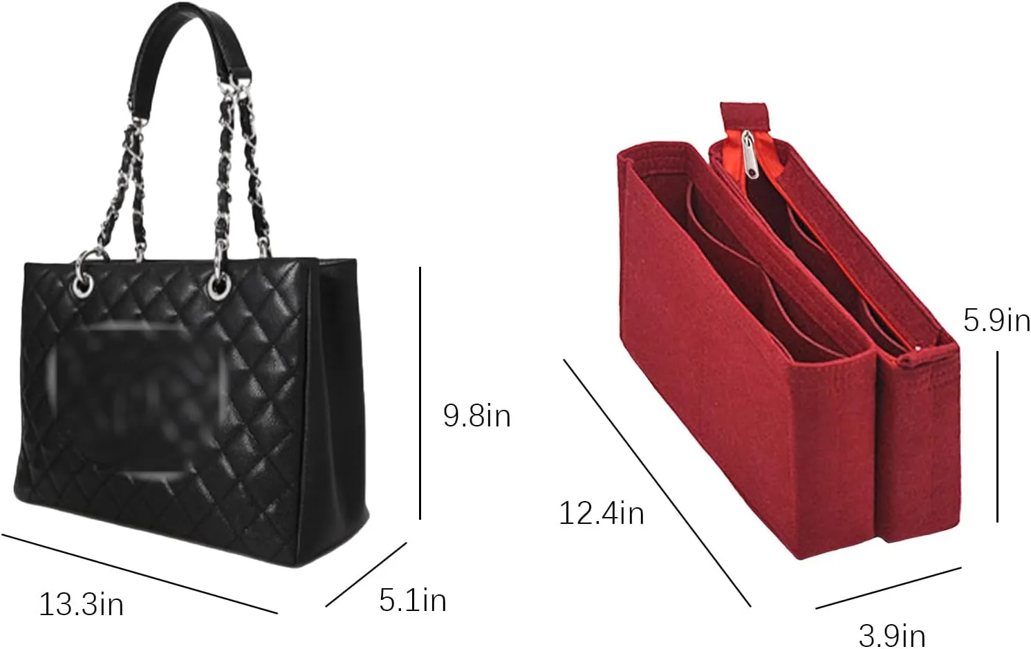 Lckaey tote bag organizer Purse Insert for CHANEL GST liner bag women large tote bag insert