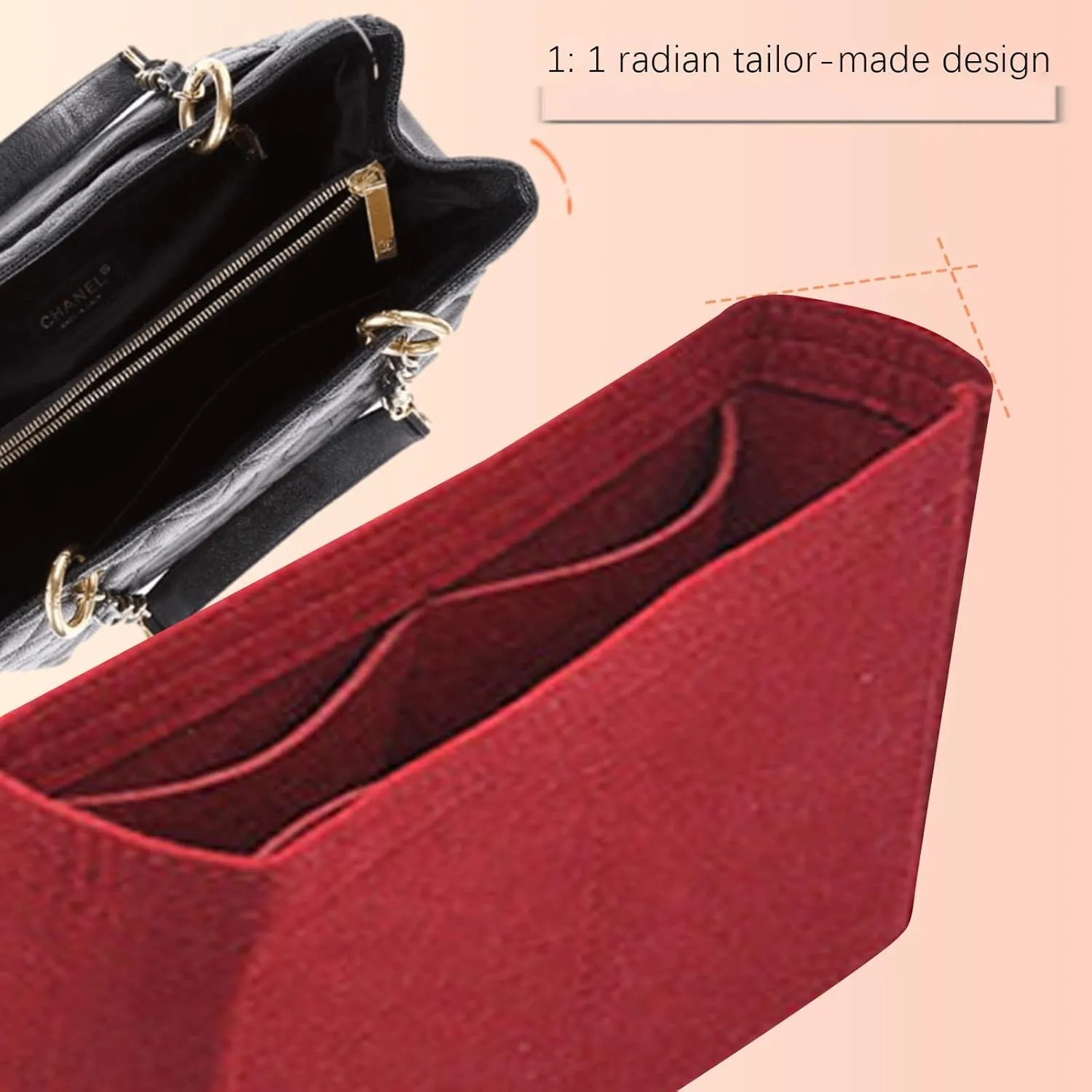 Lckaey tote bag organizer Purse Insert for CHANEL GST liner bag women large tote bag insert