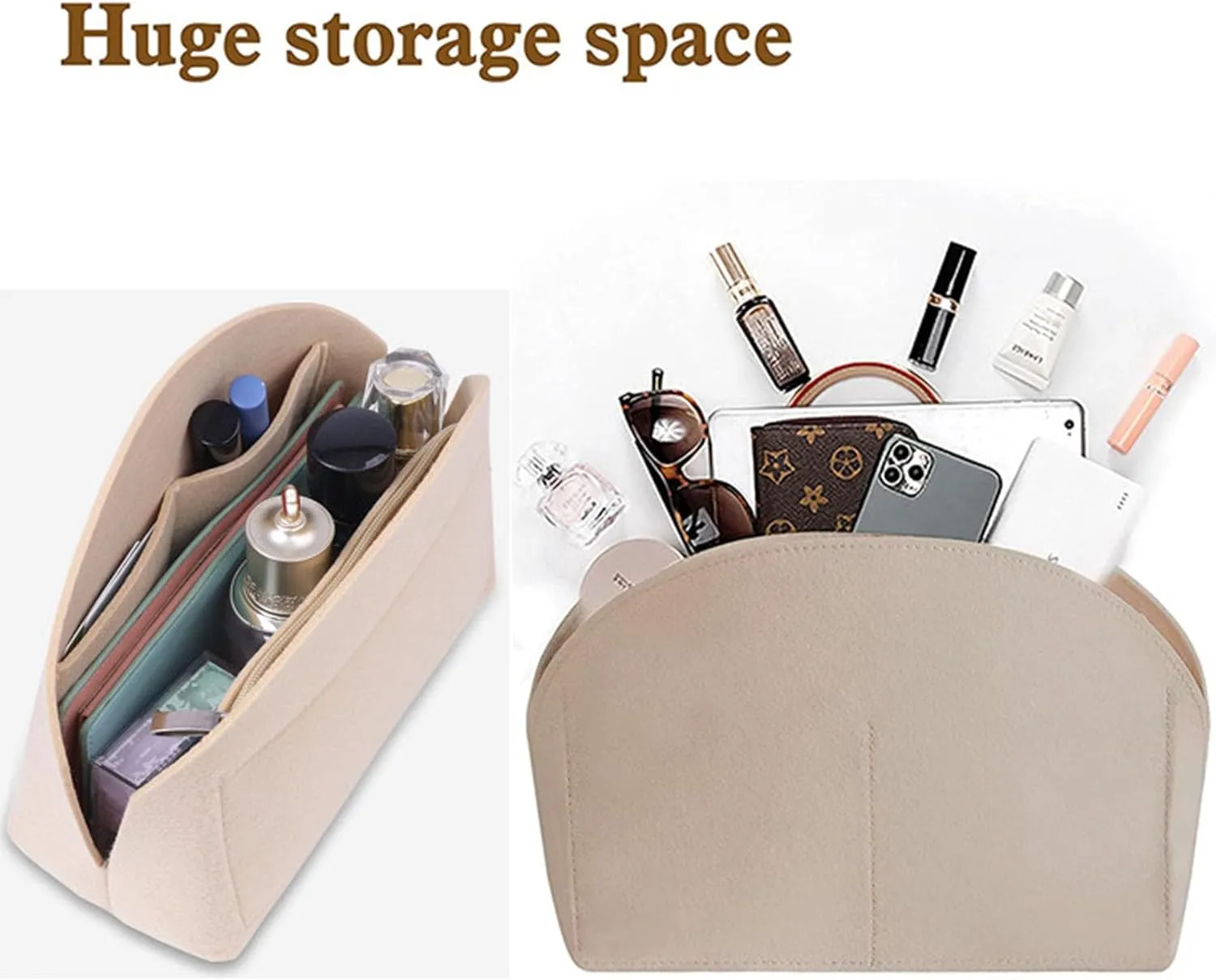 Lckaey Women Alma Organizer Bag for Alma BB PM MM GM insert Felt Purse Organizer 1004brown-XL（NLMA-PM